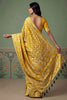 Royal Mustard Yellow Heavy Embroidered Banarasi Silk Saree