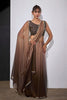 Brown Satin Silk Saree with Designer Border and Blouse