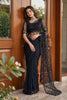 Black Designer Net Saree with Sequins Embroidery Party Wear