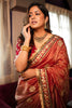 Rust Red Silk Saree with Heavy Embroidered Border Designer Blouse