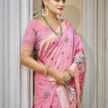 Pink Banarasi Silk Saree with Rich Zari Weaving Pallu Festive Wear