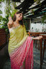 Lime Green Pink Ombre Sequins Saree with Designer Blouse Party Wear