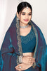 Teal Blue Silk Saree with Rich Golden Zari Border Designer Saree
