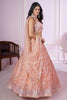 Stunning Peach Pink Sequins Embroidered Soft Net Lehenga Choli with Dupatta for Women