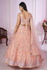 Stunning Peach Pink Sequins Embroidered Soft Net Lehenga Choli with Dupatta for Women