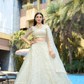 Elegant White Embroidered Organza Lehenga Choli with Dupatta for Wedding