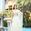 Elegant White Embroidered Organza Lehenga Choli with Dupatta for Wedding