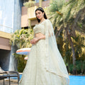 Elegant White Embroidered Organza Lehenga Choli with Dupatta for Wedding