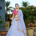 Beautiful Blue Viscose Sequins Wedding Wear Lehenga Choli 