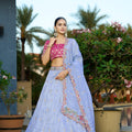 Beautiful Blue Viscose Sequins Wedding Wear Lehenga Choli