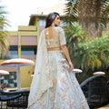 Amazing Grey Embroidered Organza Lehenga Choli with Dupatta for Wedding