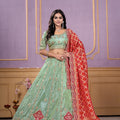 Glorious Pista Green Viscose Sequins Wedding Wear Lehenga Choli