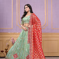 Glorious Pista Green Viscose Sequins Wedding Wear Lehenga Choli