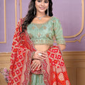 Glorious Pista Green Viscose Sequins Wedding Wear Lehenga Choli