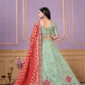 Glorious Pista Green Viscose Sequins Wedding Wear Lehenga Choli