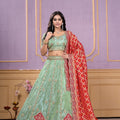 Glorious Pista Green Viscose Sequins Wedding Wear Lehenga Choli