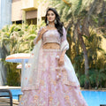 Wonderful Purple Embroidered Organza Lehenga Choli with Dupatta for Wedding