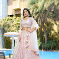Wonderful Purple Embroidered Organza Lehenga Choli with Dupatta for Wedding
