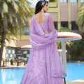 Unique Lavender Embroidered Organza Lehenga Choli with Dupatta for Wedding