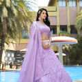 Unique Lavender Embroidered Organza Lehenga Choli with Dupatta for Wedding