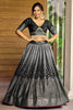 Stunning Black Chinon Designer Lehenga Choli Set with Sequin Work and Matching Dupatta