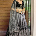 Stunning Black Chinon Designer Lehenga Choli Set with Sequin Work and Matching Dupatta