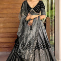 Stunning Black Chinon Designer Lehenga Choli Set with Sequin Work and Matching Dupatta