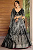 Stunning Black Chinon Designer Lehenga Choli Set with Sequin Work and Matching Dupatta