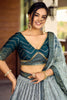 Adorable Teal Blue Chinon Designer Lehenga Choli Set with Sequin Work and Matching Dupatta