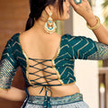 Adorable Teal Blue Chinon Designer Lehenga Choli Set with Sequin Work and Matching Dupatta