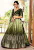 Gorgeous Olive Green Chinon Designer Lehenga Choli Set with Sequin Work and Matching Dupatta