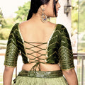 Gorgeous Olive Green Chinon Designer Lehenga Choli Set with Sequin Work and Matching Dupatta
