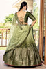 Gorgeous Olive Green Chinon Designer Lehenga Choli Set with Sequin Work and Matching Dupatta