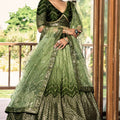 Gorgeous Olive Green Chinon Designer Lehenga Choli Set with Sequin Work and Matching Dupatta