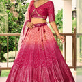 Lovely Rani Pink Chinon Designer Lehenga Choli Set with Sequin Work and Matching Dupatta
