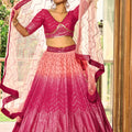 Lovely Rani Pink Chinon Designer Lehenga Choli Set with Sequin Work and Matching Dupatta