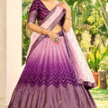 Beautiful Purple Chinon Designer Lehenga Choli Set with Sequin Work and Matching Dupatta