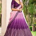 Beautiful Purple Chinon Designer Lehenga Choli Set with Sequin Work and Matching Dupatta