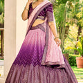 Beautiful Purple Chinon Designer Lehenga Choli Set with Sequin Work and Matching Dupatta
