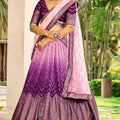 Beautiful Purple Chinon Designer Lehenga Choli Set with Sequin Work and Matching Dupatta