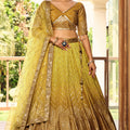 Elegant Mustard Yellow Chinon Designer Lehenga Choli Set with Sequin Work and Matching Dupatta