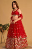 Stunning Red Georgette Designer Lehenga Choli with Embroidery Work and Matching Dupatta