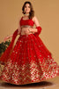 Stunning Red Georgette Designer Lehenga Choli with Embroidery Work and Matching Dupatta