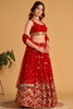 Stunning Red Georgette Designer Lehenga Choli with Embroidery Work and Matching Dupatta