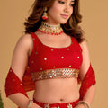 Stunning Red Georgette Designer Lehenga Choli with Embroidery Work and Matching Dupatta