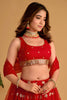 Stunning Red Georgette Designer Lehenga Choli with Embroidery Work and Matching Dupatta