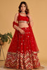 Stunning Red Georgette Designer Lehenga Choli with Embroidery Work and Matching Dupatta