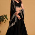 Elegant Black Georgette Designer Lehenga Choli with Embroidery Work and Matching Dupatta