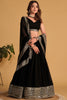 Elegant Black Georgette Designer Lehenga Choli with Embroidery Work and Matching Dupatta