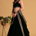 Elegant Black Georgette Designer Lehenga Choli with Embroidery Work and Matching Dupatta